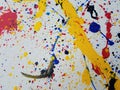 Random paint splatter on a white surface