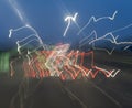Random patterns of light-streams from moving vehicles