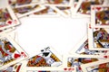 Random playing cards together forming a background Royalty Free Stock Photo