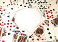 Random playing cards together forming a background Royalty Free Stock Photo