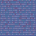 Random Red, Pink, Green And Blue Dots On Purple Background Seamless Pattern.
