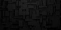 Random scaled black cube boxes block background wallpaper banner Royalty Free Stock Photo