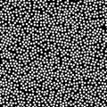 Random scattered polka dot pattern, abstract black and white background, white dots on black
