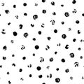 Random scattered polka dots, abstract black and white background