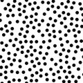 Random scattered polka dots, abstract black and white background