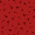 Random Scattered Red Silhouette Ditsy Flowers