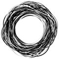 Random scribble circles. Concentric circles in a hand drawn style. Abstract circular element.