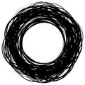 Random scribble circles. Concentric circles in a hand drawn style. Abstract circular element.