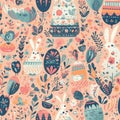 Seamless Background Decorative Easter Illustration Theme - Generative AI