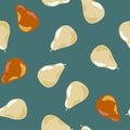 Random seamless pattern with garden harves pearl shapes. Pale turquoise background