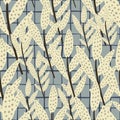 Random seamless pattern with light branches on chequared blue background