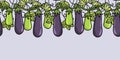 Random seamless pattern with vegetarian food - eggplants isolated on background for printing, wallpaper web site