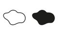 Random Shape. Organic Blob Line and Silhouette Black Set. Irregular Abstract Splodge. Stone, Pebble Collection. Liquid