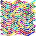 Random shapes arranged as mosaic, tessellating pattern. Colorful, vibrant Vector design. Mishmash, jumble, and tangle concept Royalty Free Stock Photo