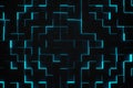 Random shifted black cubes geometrical pattern background with blue glow, minimal futuristic technology template Royalty Free Stock Photo