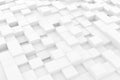 Random shifted white cubes geometrical pattern background with soft shadows Royalty Free Stock Photo