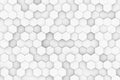 Random shifted white hexagon honeycomb geometrical pattern background with soft shadows, minimal background template Royalty Free Stock Photo
