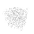 Random size transparent cube outlines with marked corners