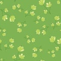 Random spring decorative seamless pattern with naive flowers ornament. Green palette artwork