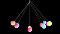 Random Swing Dance Colorful Pendulums With Red Purple Starry Space And Isolated On Black Background Seamless Loop