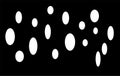 Random white ovals on black background. Minimalistic abstract vector background.