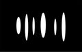 Random white ovals in line on black background. Minimalistic abstract vector background.
