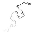 Random winding, tortuous line. Squiggly, waving, wavy curved line element