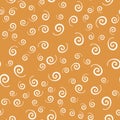 White curved swirls on brown background