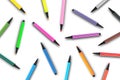 Randomize of Colorful magic pens isolated on white background.