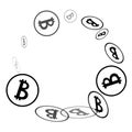 Black Bitcoins on White Background