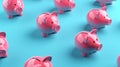 Randomly Placed Pink and Blue Piggy Banks on Blue Background Illustrating Personal Savings and Financial Concept AI Generated