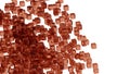 Red glass blocks randomly positioned in space with white background