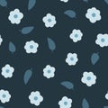 Randomly scattered flowers and leaves. Seamless floral pattern. Royalty Free Stock Photo