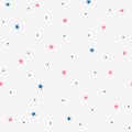 Randomly scattered small stars and dots. Cute seamless pattern.