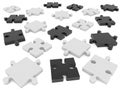 Randomly stacked puzzle pieces.3d illustration. Royalty Free Stock Photo