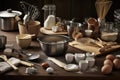 range of baking tools, from mixing bowls and whisks to rolling pins and spatulas