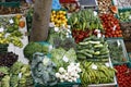 The range of fruit and vegetables in the Funchal market hall