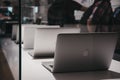 Range of MacBooks on display inside Apple Museum in Prague,Czech Republic Royalty Free Stock Photo