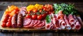 Assorted Meats and Vegetables on Cutting Board Royalty Free Stock Photo