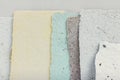 A range of recycled handmade papers with a pronounced texture Royalty Free Stock Photo