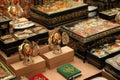 Range of souvenir gifts Russian jewelry boxes and religious gift