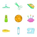 Range of tools for dressmakers icons set