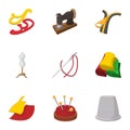 Range of tools for dressmakers icons set