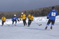 Men`s teams compete in a Pond Hockey Festival in Rangeley. Royalty Free Stock Photo