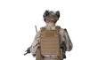 Ranger in combat uniform walking on white background. Royalty Free Stock Photo