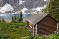 Ranger Outpost Log Cabin Shelter Mountain Lake Green Meadow Canadian Rockie Royalty Free Stock Photo