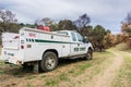 Ranger service truck parked in Alum Rock Park Royalty Free Stock Photo