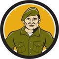 Ranger Standing Attention Circle Cartoon