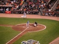 Rangers batter makes contact with baseball