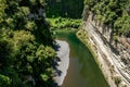 The Rangitikei river flowing through the towering cliffs and rock walls in the canyons and gorges in the Manawatu